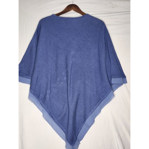 NWT Chico Charlotte Triangle Poncho‎ Chiffon Hem  Large/X Large Blue - Picture 3 of 6